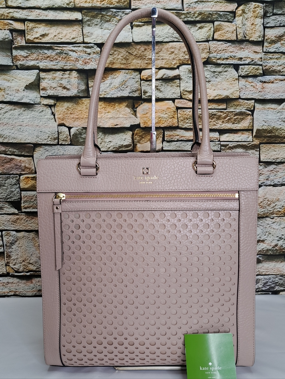KATE SPADE 'PERRI LANE' LYNNE PERFORATED LEATHER BUSINESS TOTE BAG 'WARM~PUTTY'